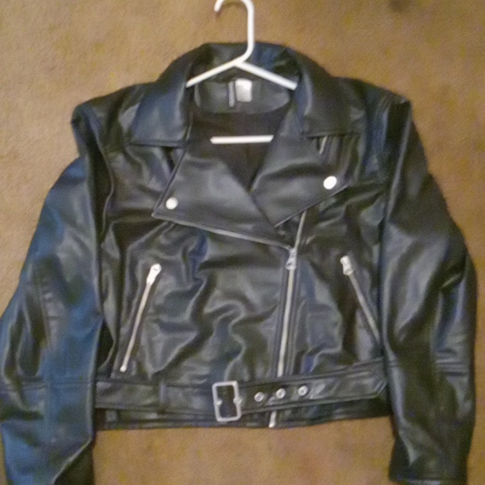 Divided by h&m womens black faux leather jacket. Size medium